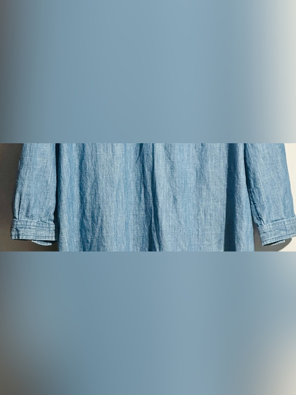 Old Navy Chambray Denim Popover Tunic Shirt/Mini Dress Long Sleeve Double Pocket - Picture 3 of 5